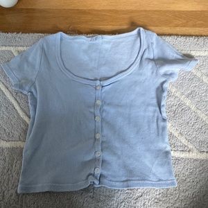 Light blue brandy Melville button up cropped shirt